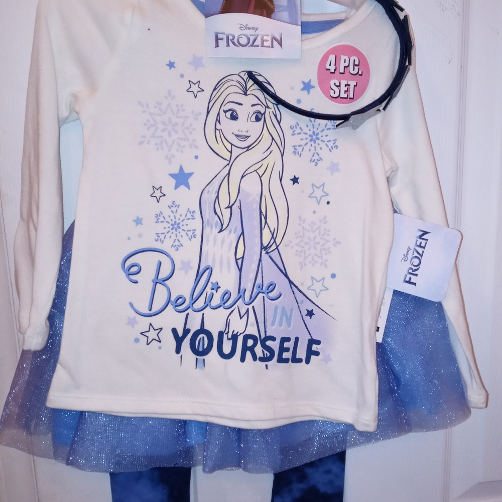 FROZEN Elsa 4pc legging skirt top Hair pc